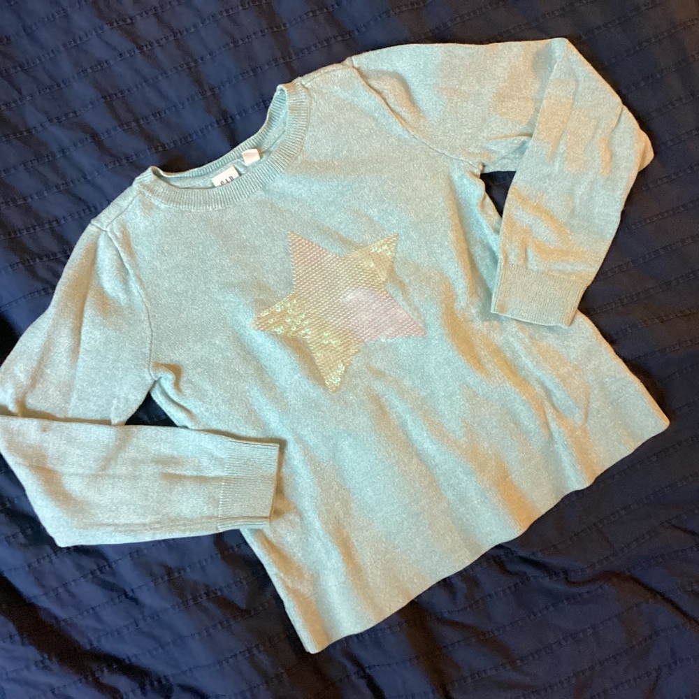 Kids Sequined Star Print Sleeve Light Sweater